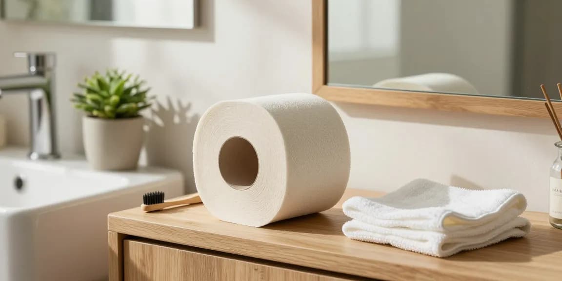 Bamboo Loo Roll showcased in a sustainable bathroom setting with green plants and eco-friendly accessories.