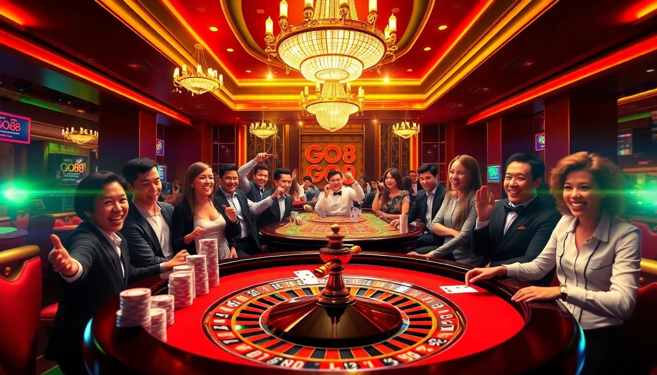 Exciting gameplay at the GO 88 gaming table highlighting strategic poker moves and vibrant casino atmosphere.