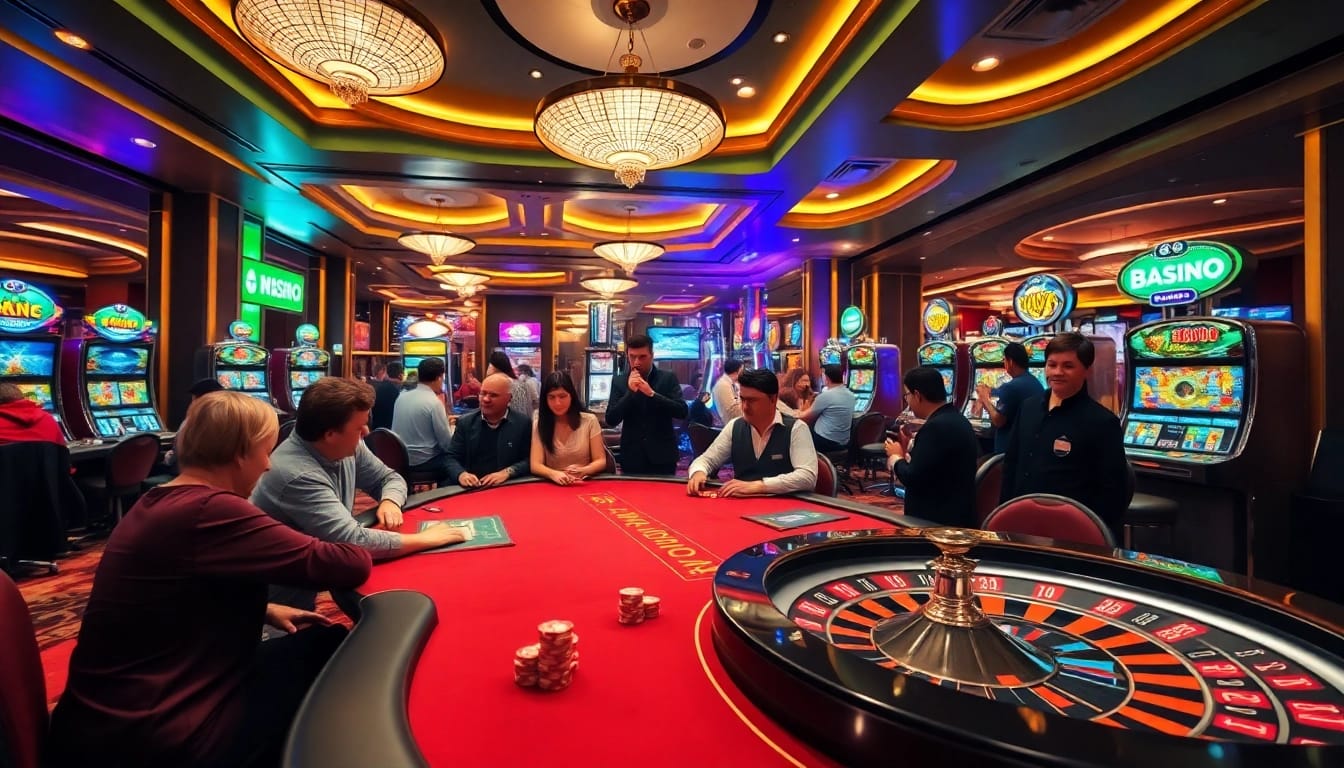 Experience thrilling gaming action at mm88 with vibrant casino tables and players.
