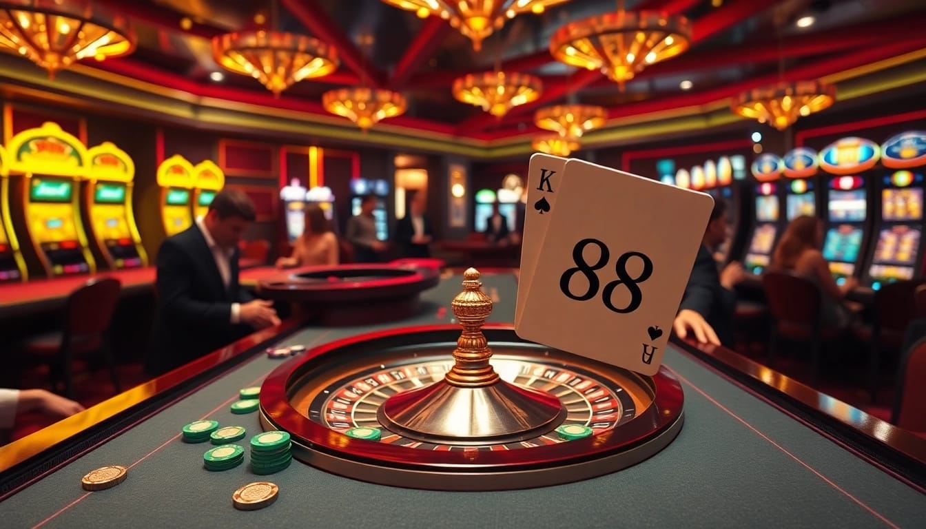 Engaging players at a casino table featuring X 88, reflecting excitement and luxury in gambling.