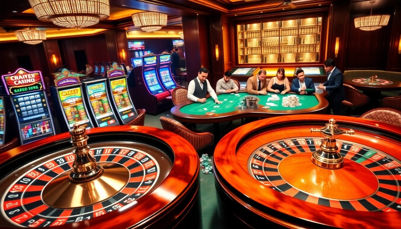 Engaging players at GG88 enjoy various casino games, highlighting excitement and luxury.