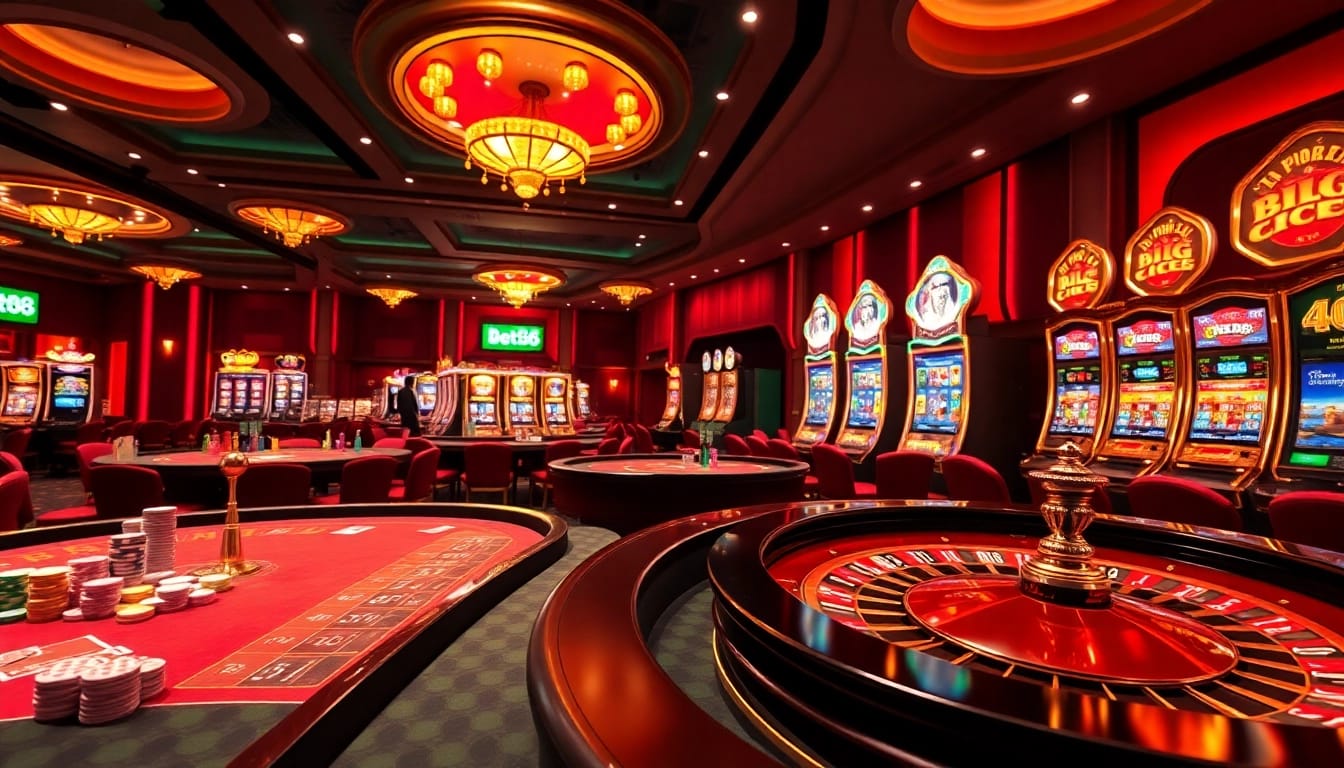 Bet88 gaming experience with vibrant casino tables and thrilling live betting action.