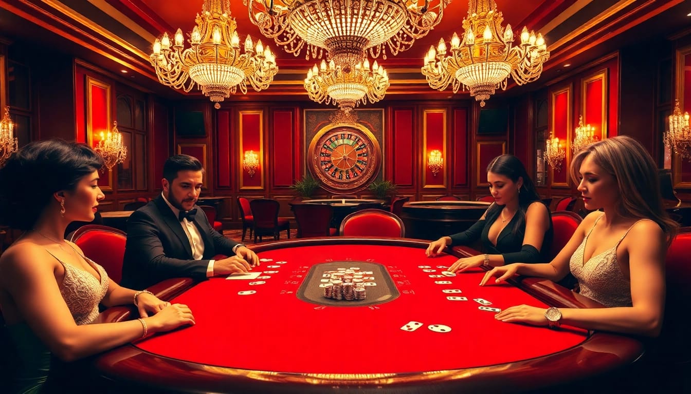 Players enjoy a thrilling poker game at 58win's luxurious casino table.