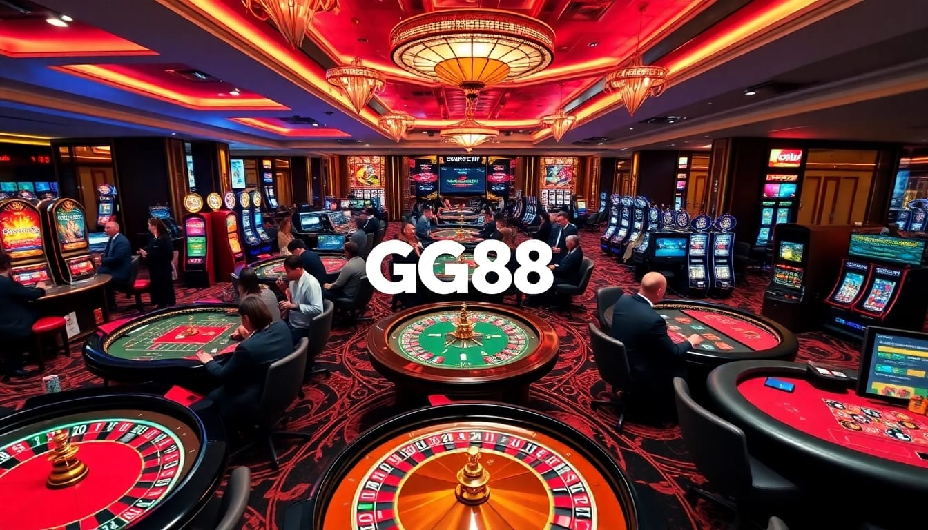 Experience high-stakes gaming at GG88 with vibrant casino tables and engaging players.