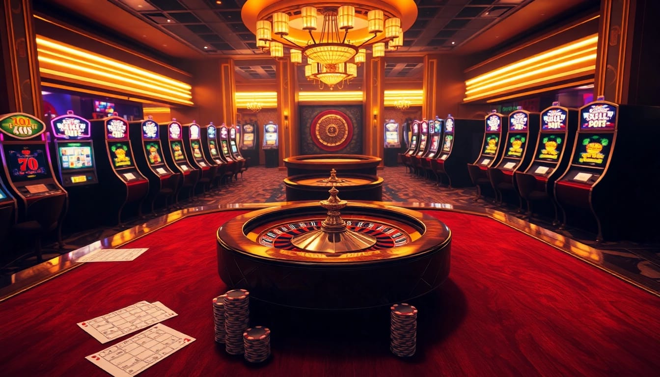 SODO66 providing an exhilarating casino experience with vibrant slot machines and elegant gaming tables.