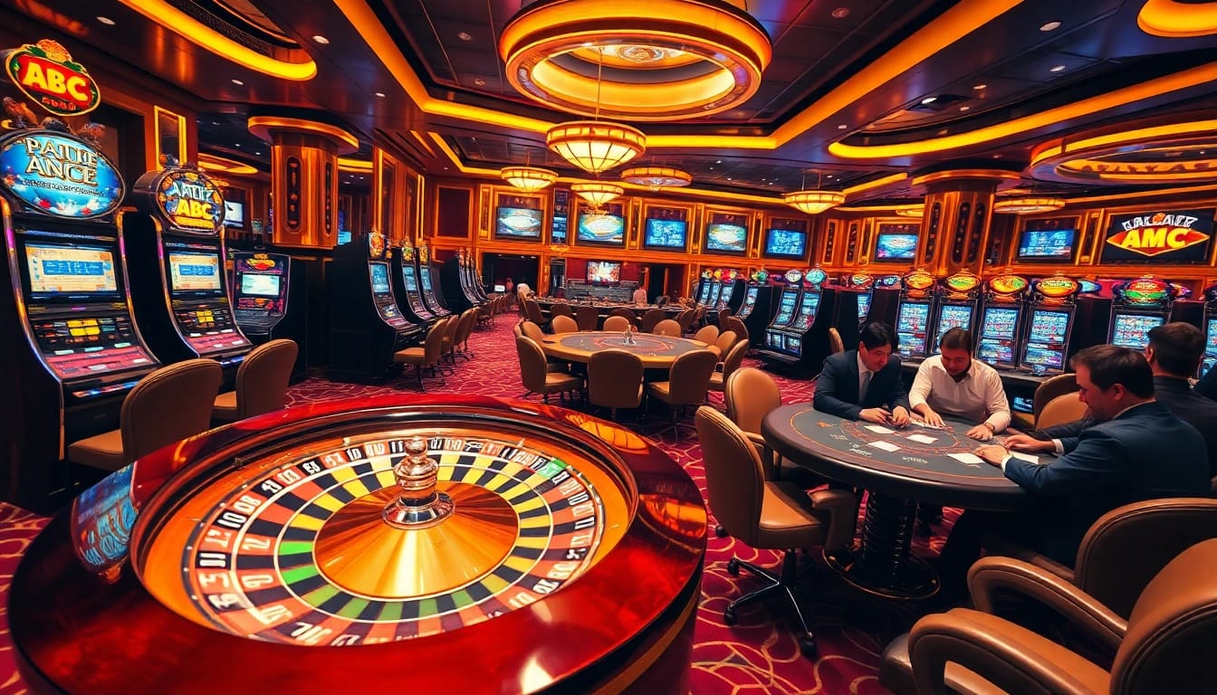 Experience thrilling gameplay at ABC 8 casino with vibrant slot machines and poker tables.