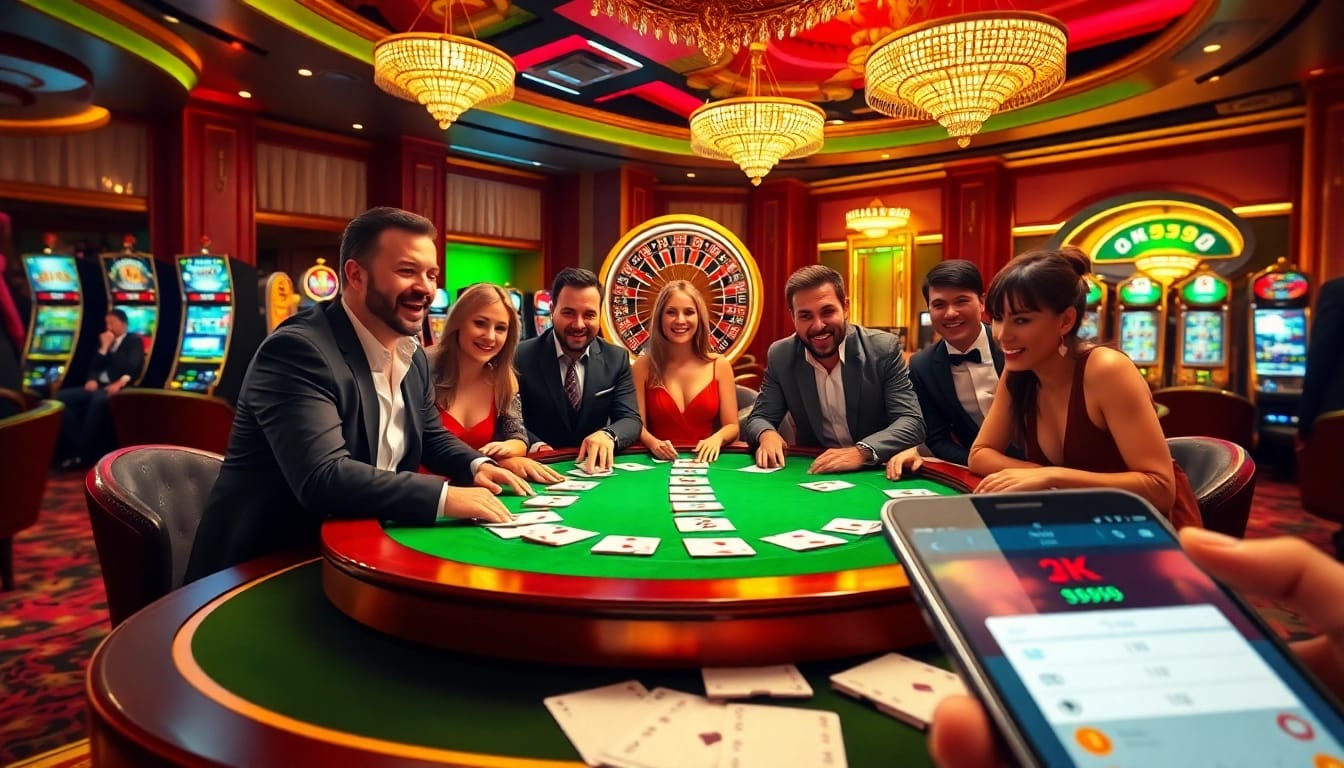 Experience the excitement of go999 at a luxurious casino gaming table with poker and slots.
