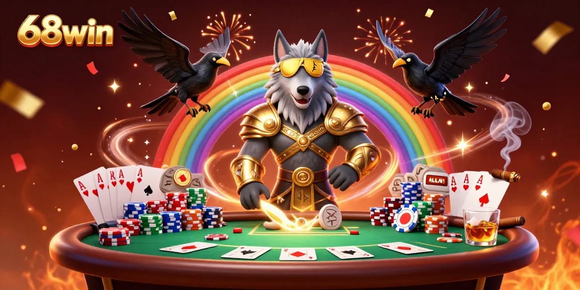 Experience thrilling gameplay at 68win with a vibrant scene of a captivating casino atmosphere.