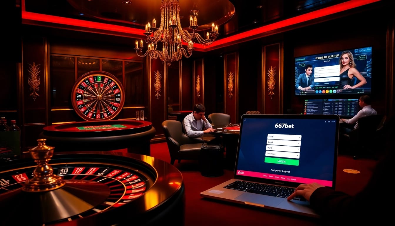 Experience the thrill of betting with 667bet Login in an elegant casino setting.