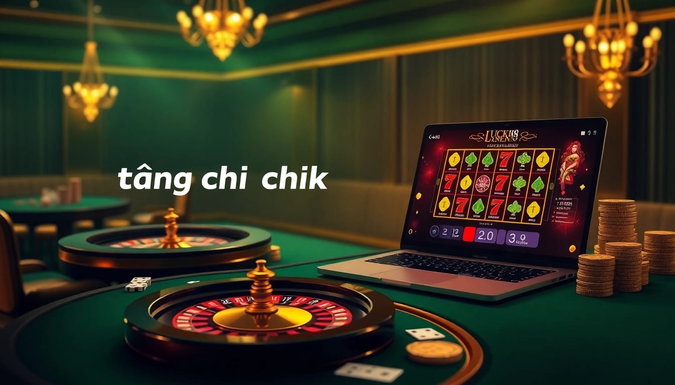 Engaging scene depicting Trang chủ Luck8 with a luxurious casino atmosphere featuring online gambling elements.