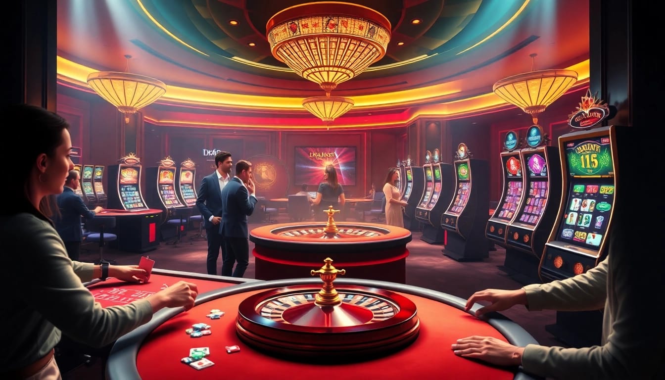 Experience the excitement of gambling with vibrant visuals inspired by https://xx88.day/ showcasing poker and slot machines.