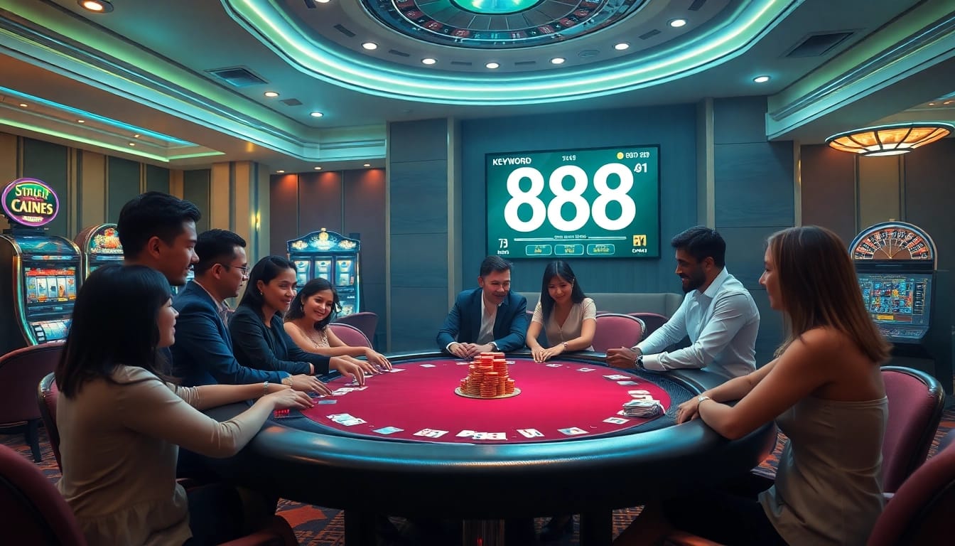Play a strategic hand at the poker table in a casino showcasing the excitement of 88i gameplay.