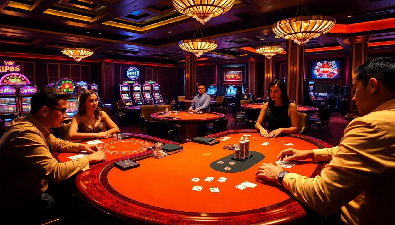 Experience the excitement of betting at VIP66 casino tables with elegant poker games.