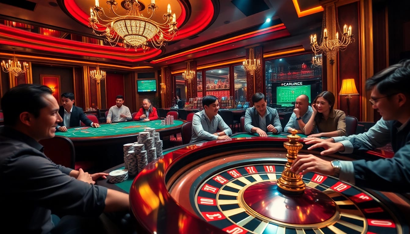 Experience the thrill of winning at win55vn biz with vibrant casino games and players enjoying the action.