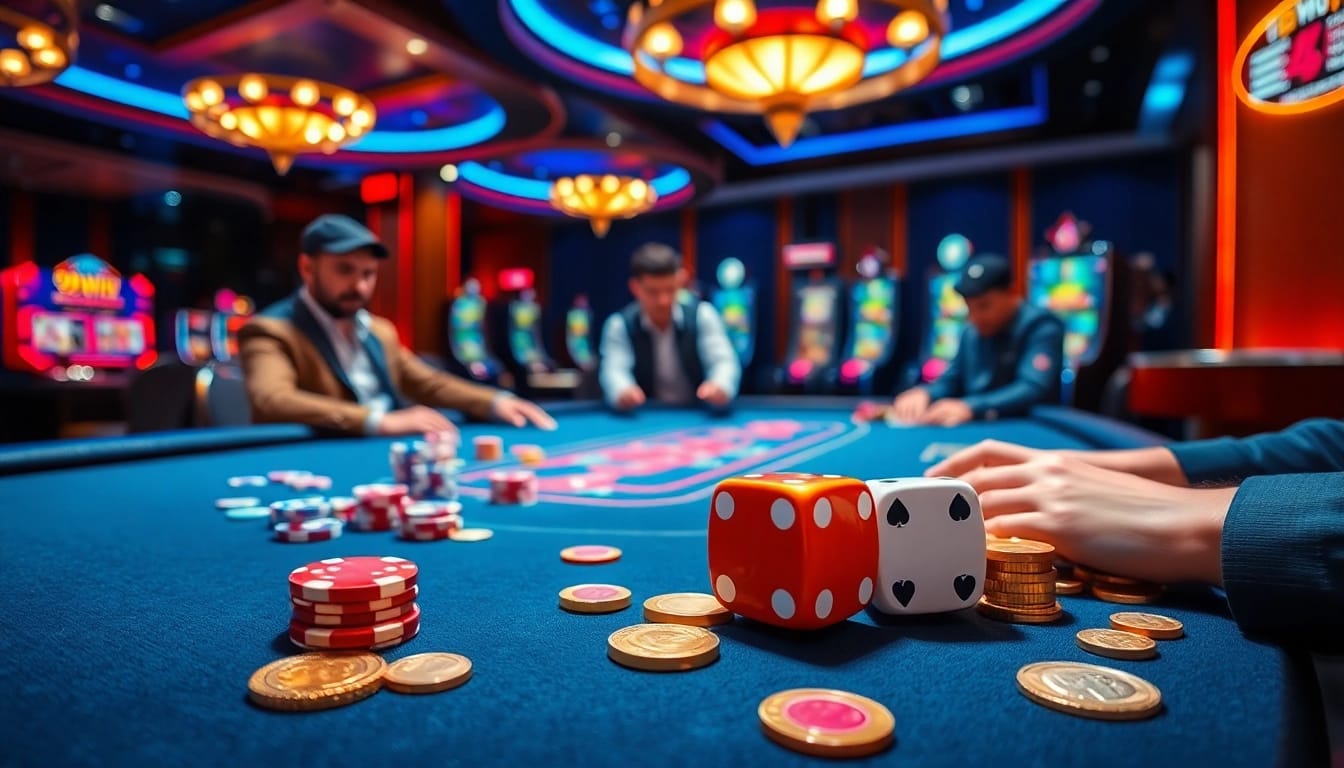 Experience the thrill of betting with 98win at a luxurious poker table filled with action.
