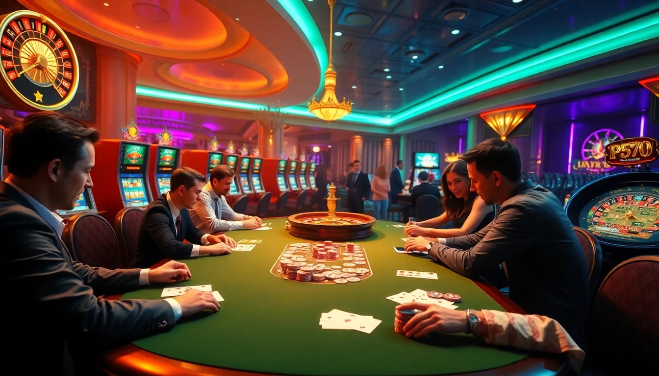 Experience the thrill of high-stakes gaming at PS99 COM poker tables with vibrant casino ambiance.