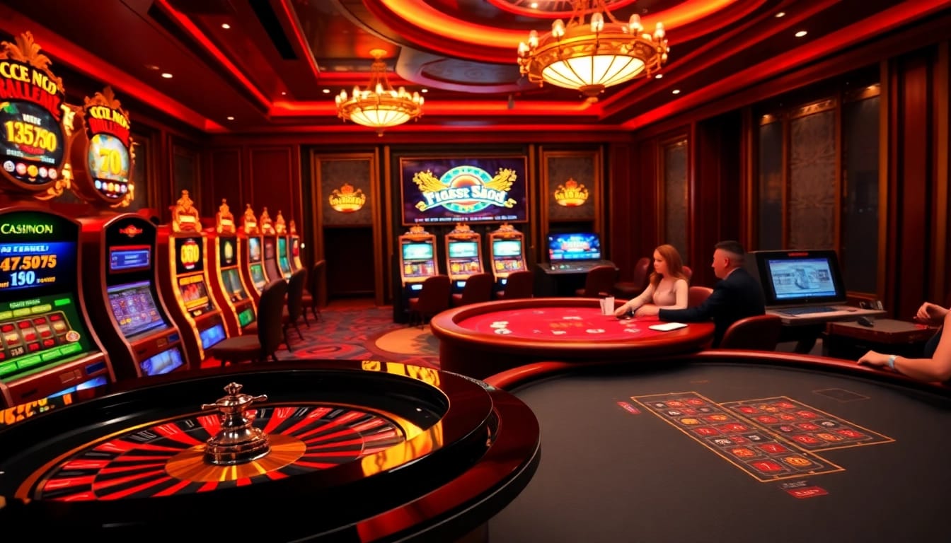 Casino gaming scene featuring dynamic gameplay at https://fc88.de.com/ with active roulette and poker elements.