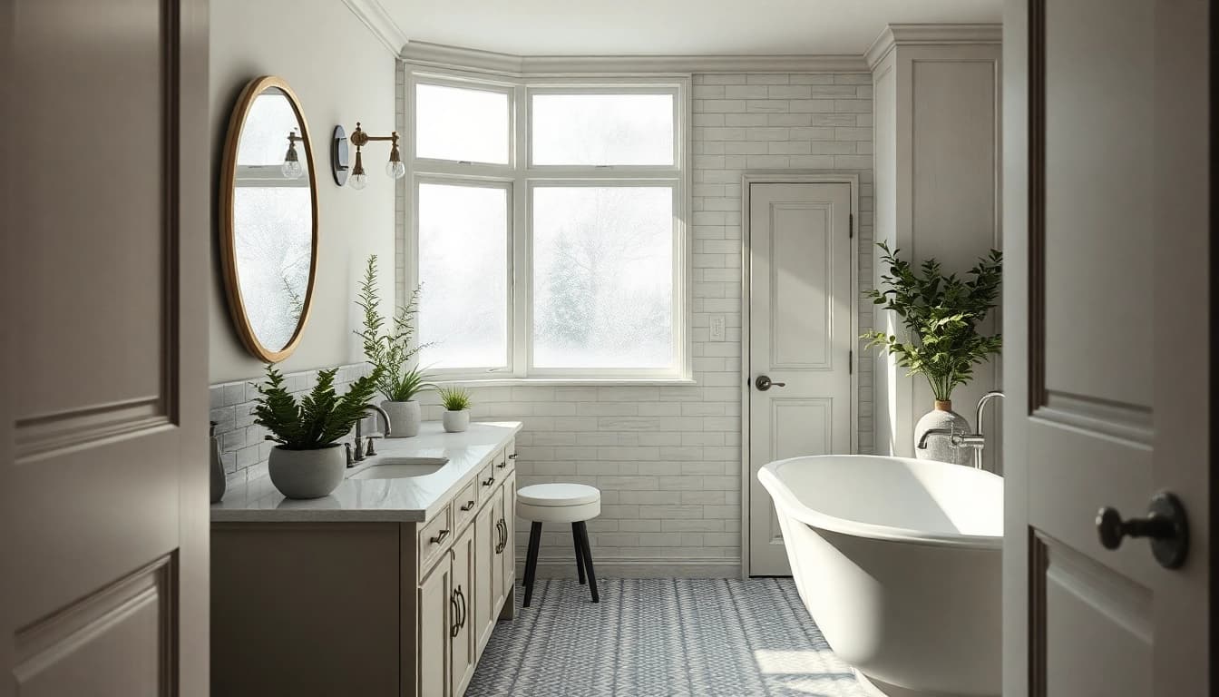 Transform your bathroom with a stunning remodel featuring a freestanding tub and elegant double vanity.