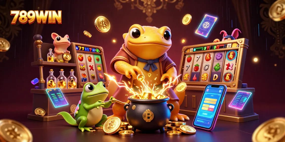 Experience excitement at 789WIN with this vibrant casino-themed illustration featuring enchanting characters and dynamic gaming elements.