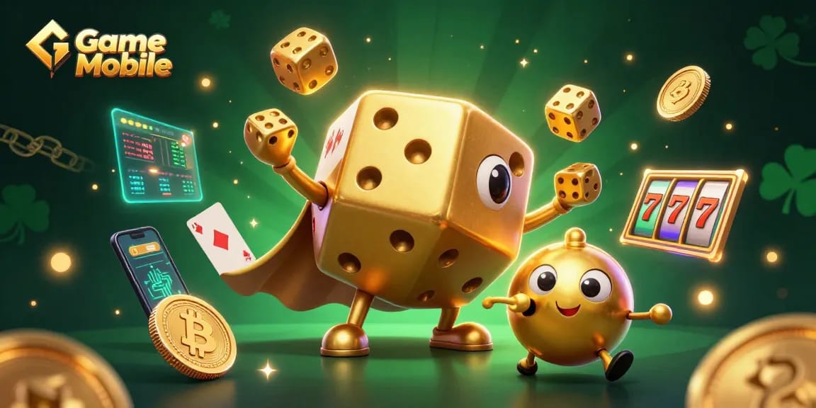 Engage with Game Mobile slots through this vibrant, dynamic 3D casino illustration featuring unique gaming characters.