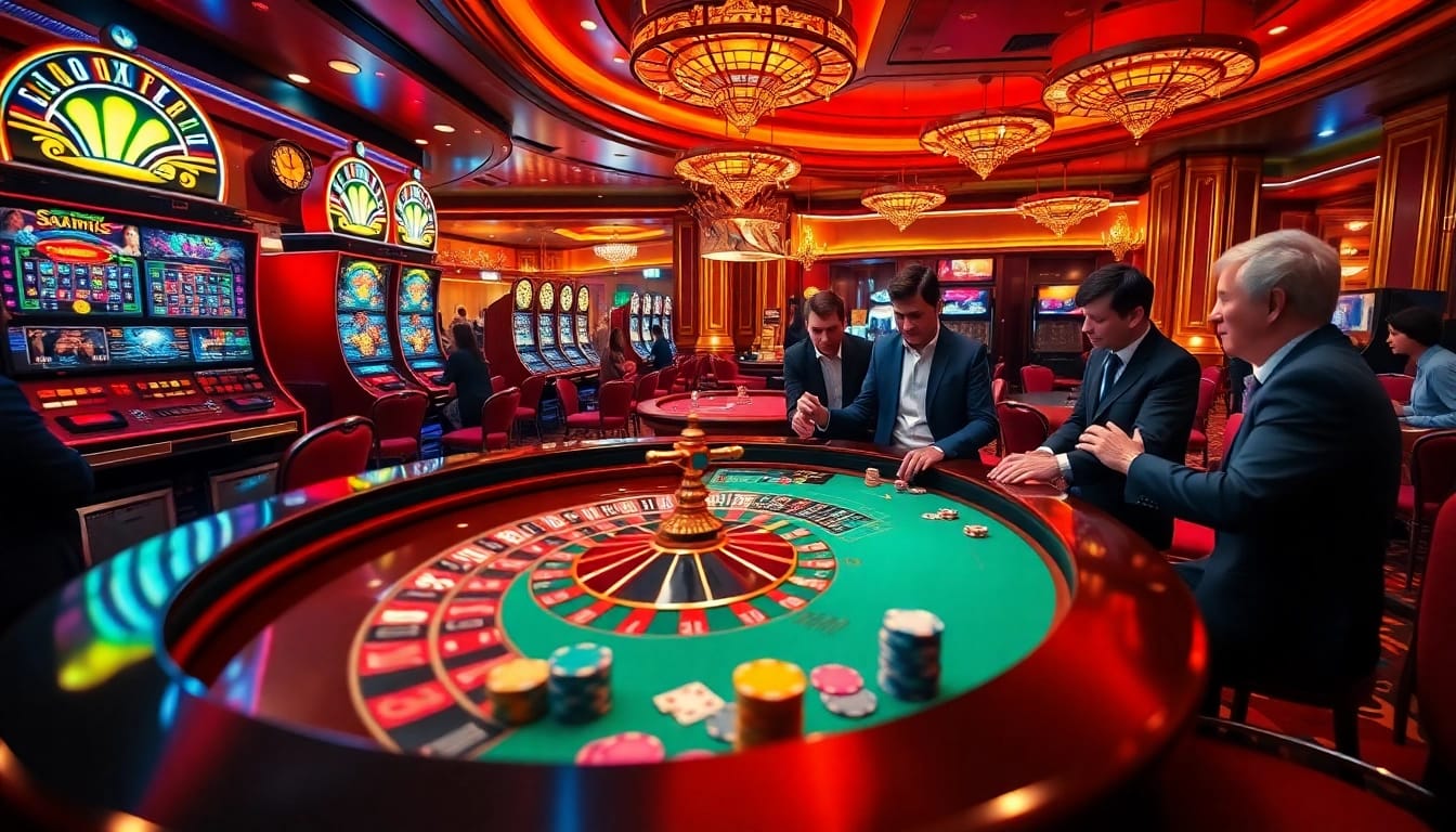 Experience thrilling gaming at Luckywin's lavish casino tables and slot machines.