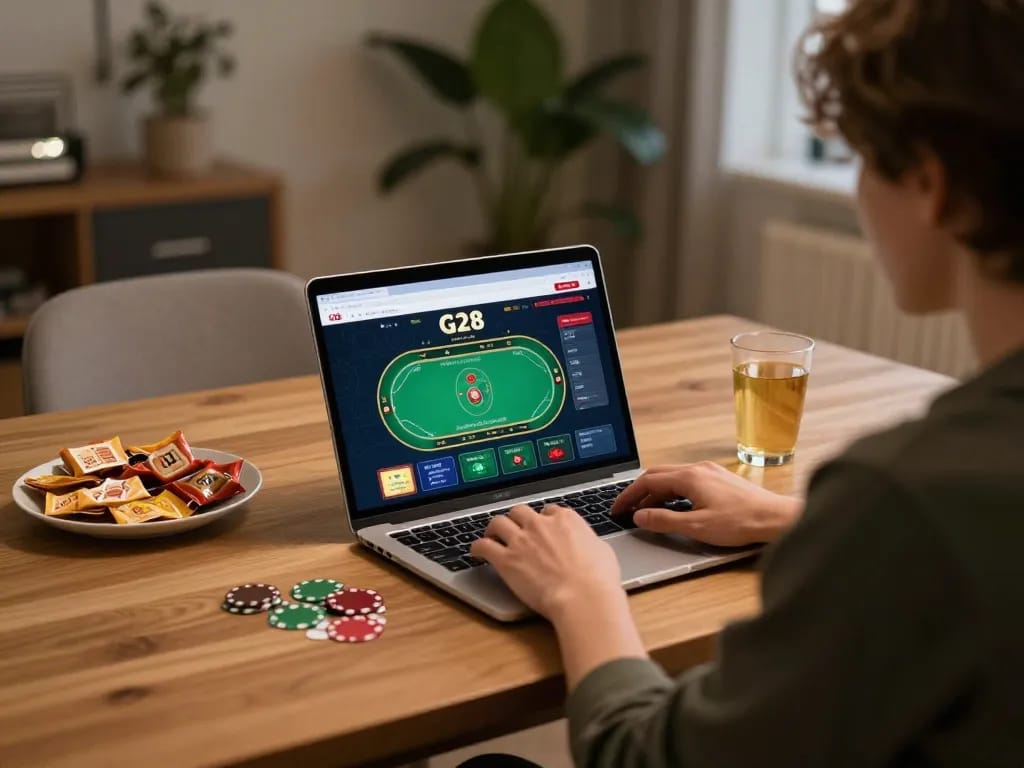 Engaging poker game on g28 homepage with lively home atmosphere and cozy setup