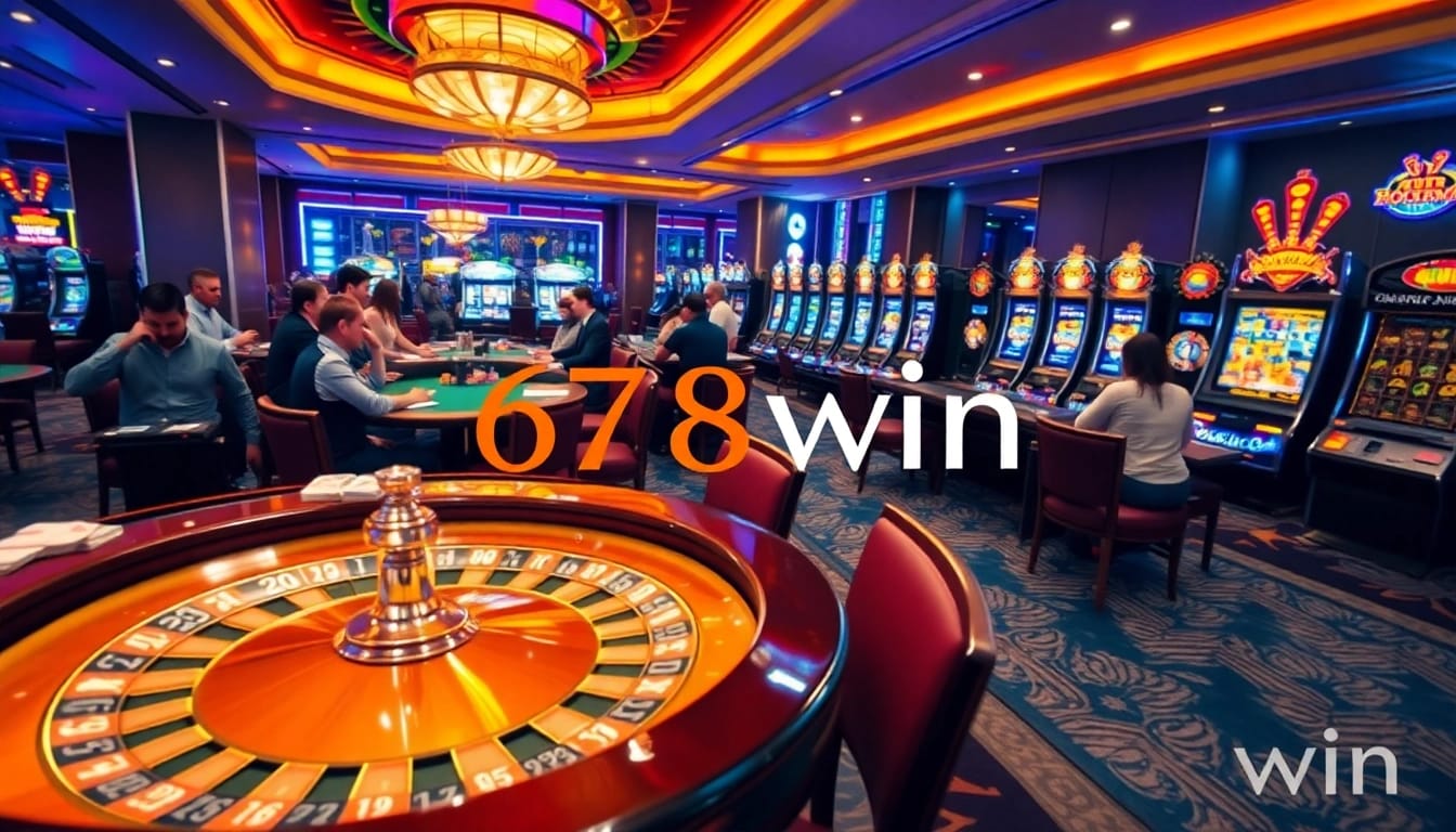 Experience the excitement of 678win with vibrant casino gameplay, poker tables, and slot machines.