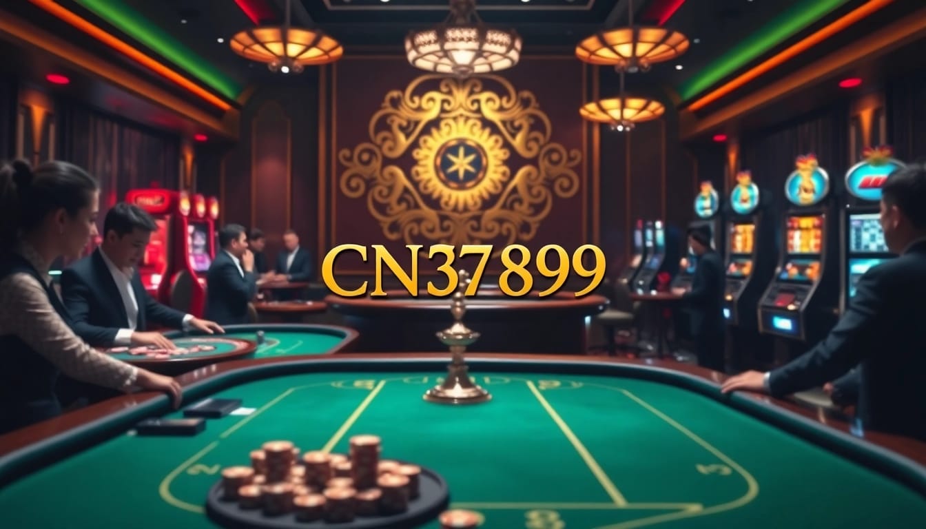Experience the thrill of gambling at CN3789 with luxurious tables and vibrant gaming elements.