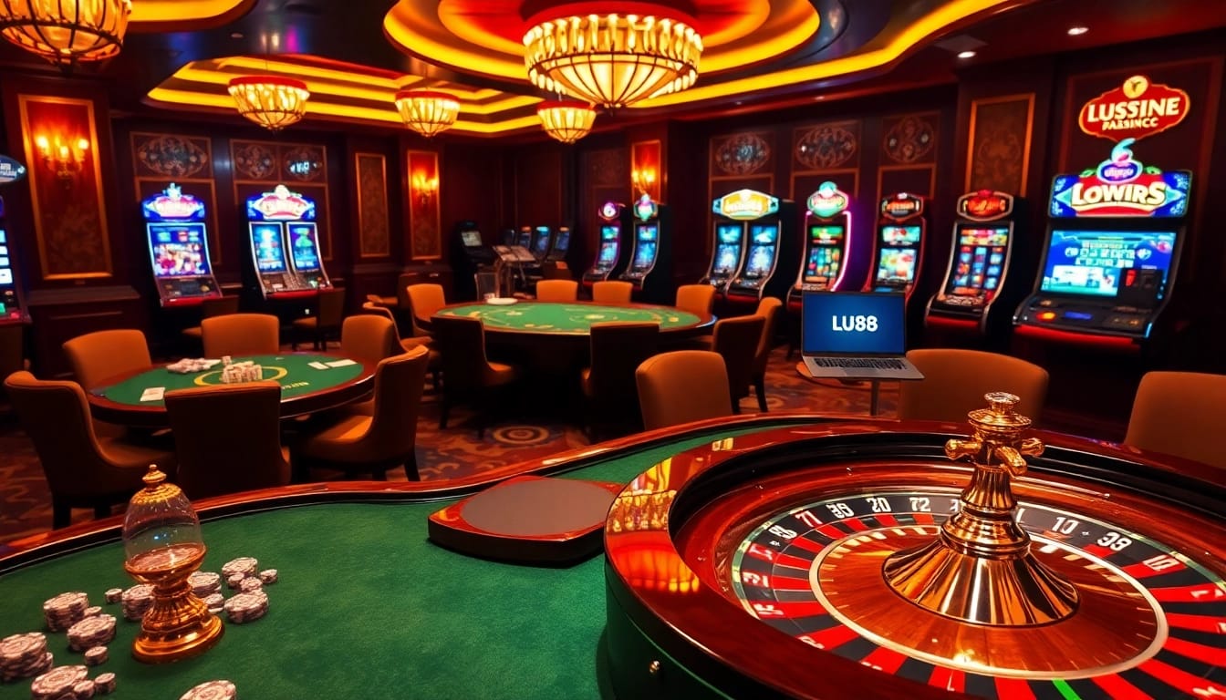 Experience the excitement of lu88 with vibrant casino visuals showcasing high-stakes gaming.