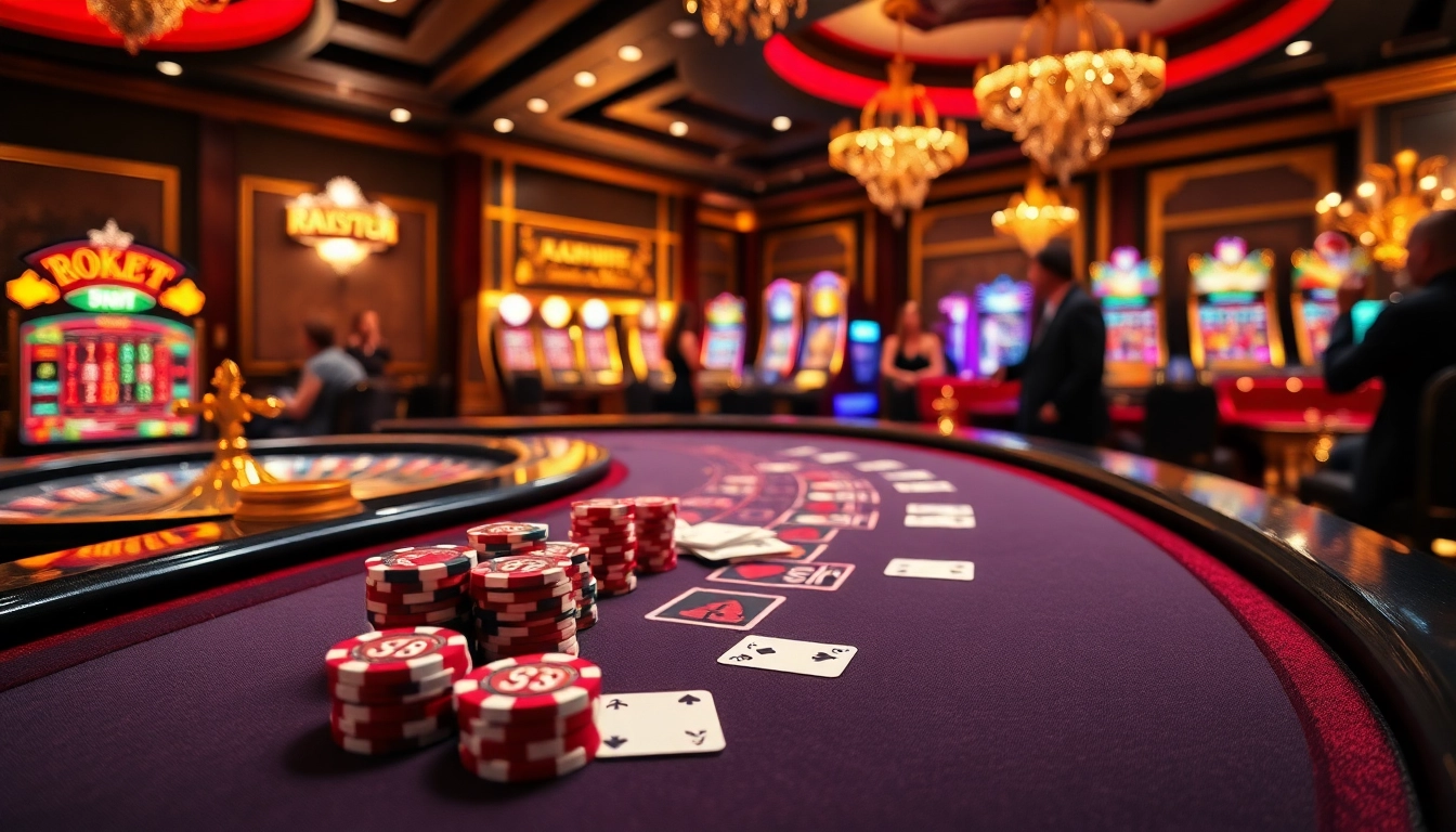 Experience the thrill of gambling with 11UU at an elegant blackjack table surrounded by excitement and luxury.