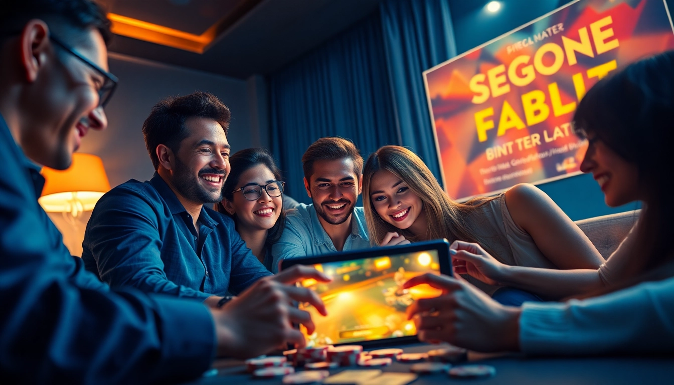 Group enjoying game bài đổi thưởng on a tablet in a cozy setting