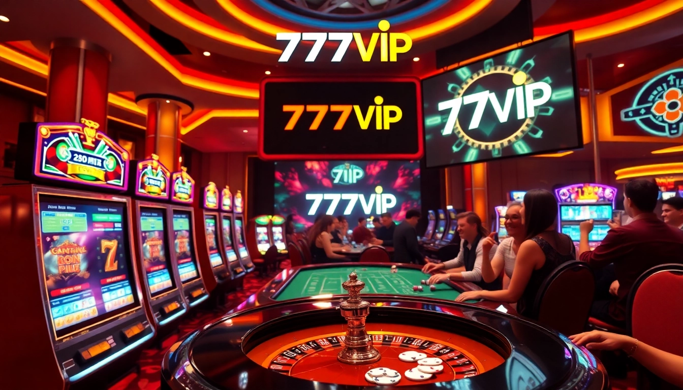 Feel the thrill of winning at 777VIP with vibrant slot machines and a luxurious casino atmosphere.