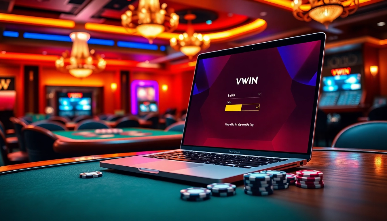 Engage in thrilling online betting with VWIN by logging into a luxurious casino interface.