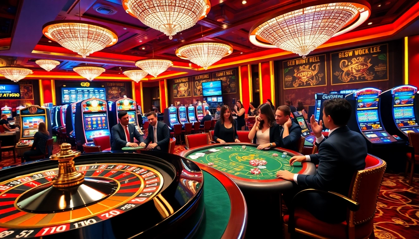 Players enjoying their time at the okfun site casino with vibrant games and poker tables.