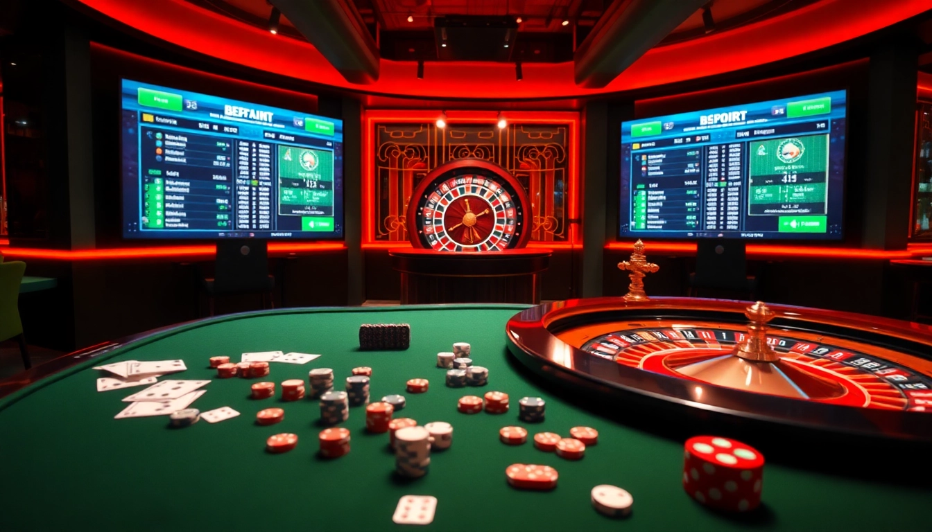 Bsport enhances sports betting with real-time odds displayed on modern digital interfaces in a vibrant casino.