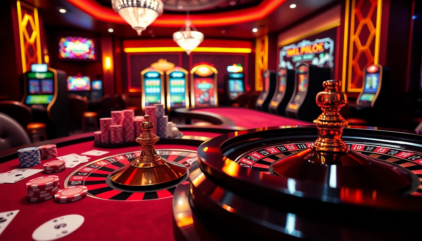 Experience the thrill of playing at https://www.eejl77777.com/ with vibrant casino tables, roulette wheels, and poker chips.