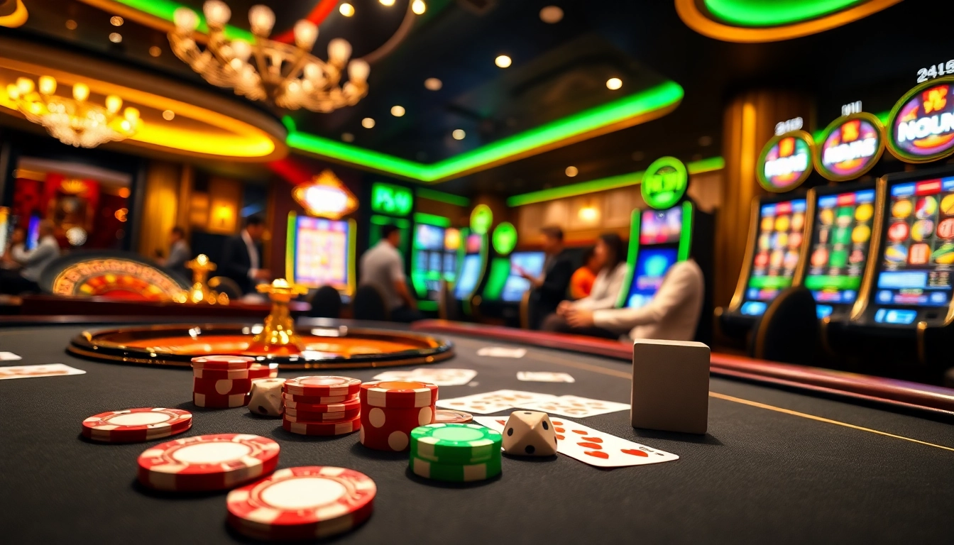Players enjoying thrilling games at PS 99 casino with vibrant chips and exciting atmosphere.