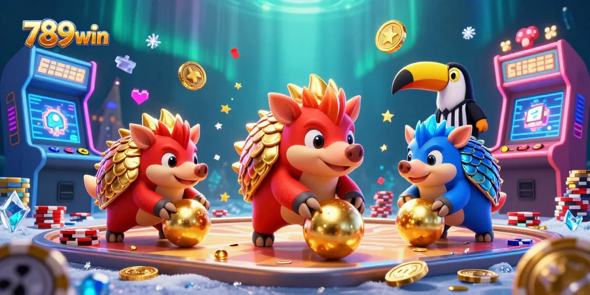 Engage in thrilling gameplay with 789win as rival pangolins battle in a vibrant casino scene.