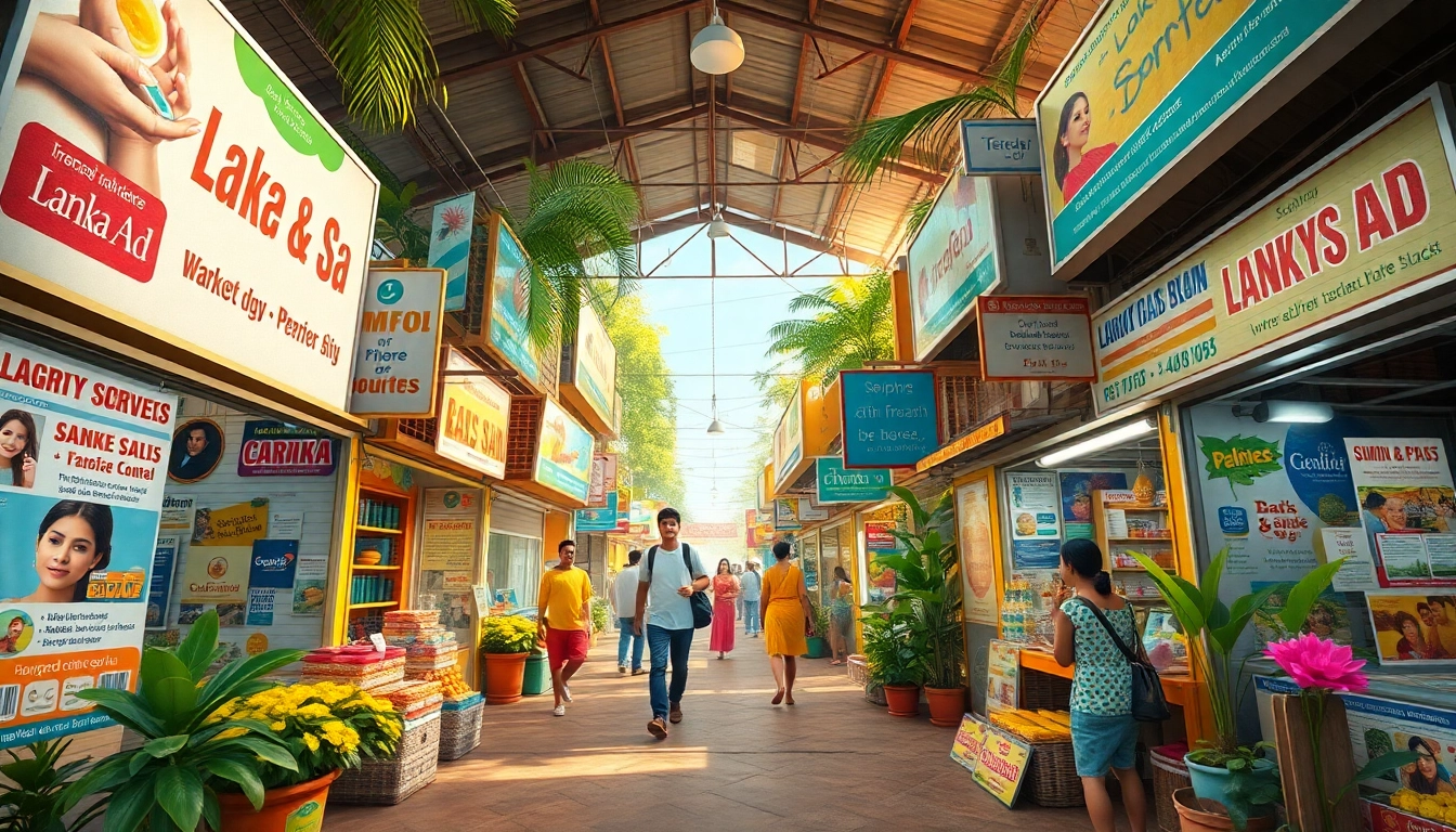 Lanka Ad marketplace in Sri Lanka showcasing vibrant ads for local services and products.