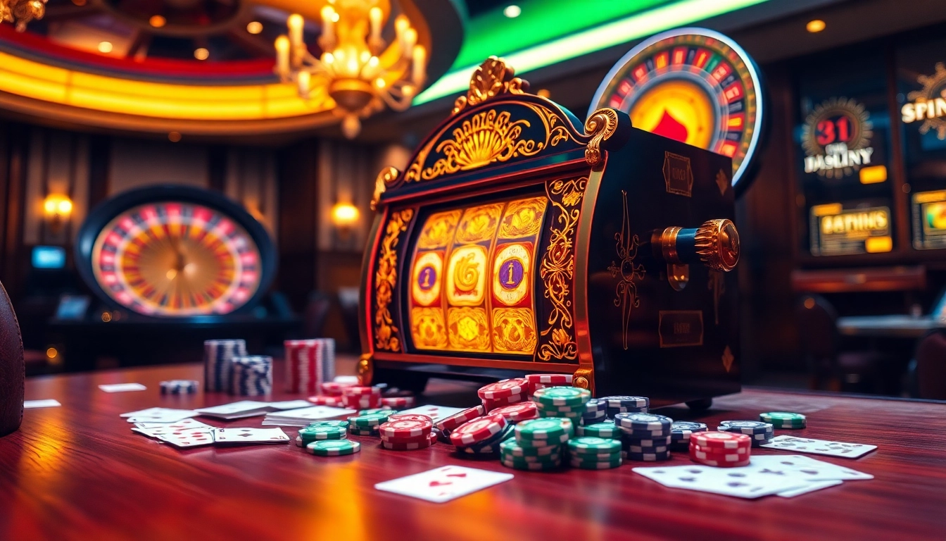 Win big with doaslot at an elegant casino slot machine surrounded by betting chips.