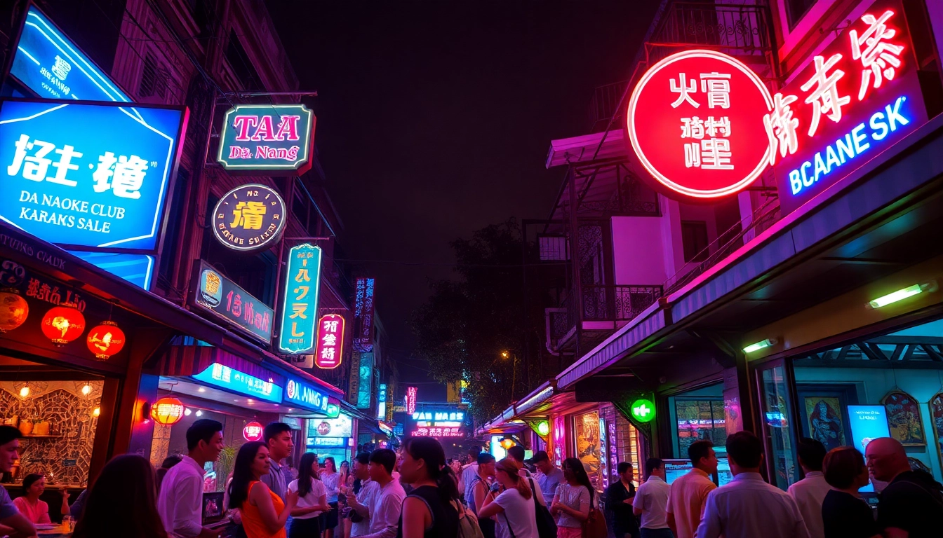 Experience 다낭밤문화 through a vibrant nightlife scene featuring lively bars and illuminated streets.