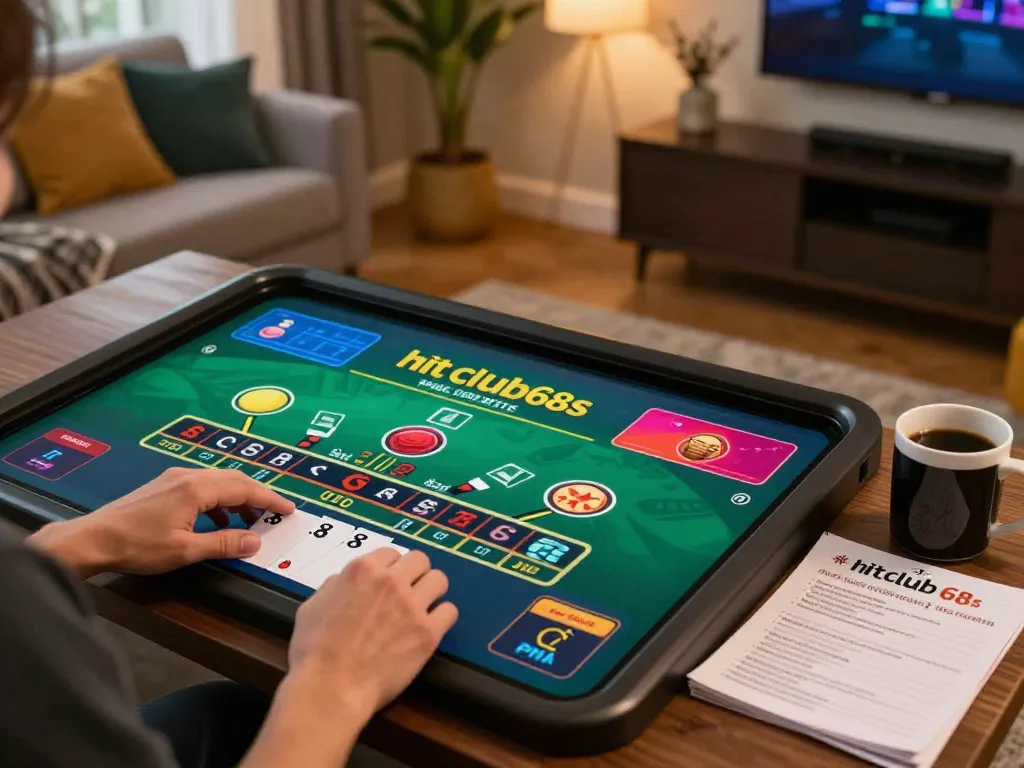 Engaging online blackjack game experience highlighting hitclub68s with a user-friendly tablet interface.