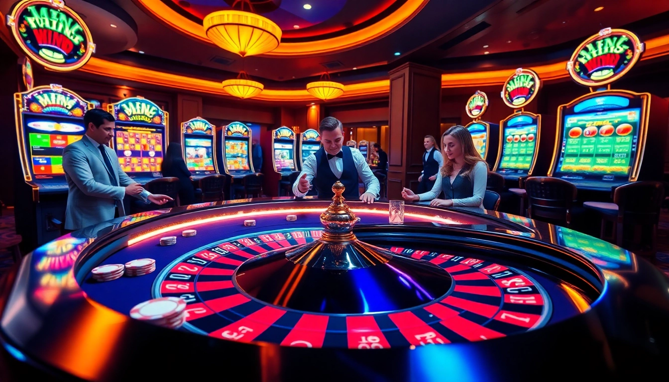 Experience the excitement of เจ้ามือรับแทง F168 with engaged players at a luxurious casino table.