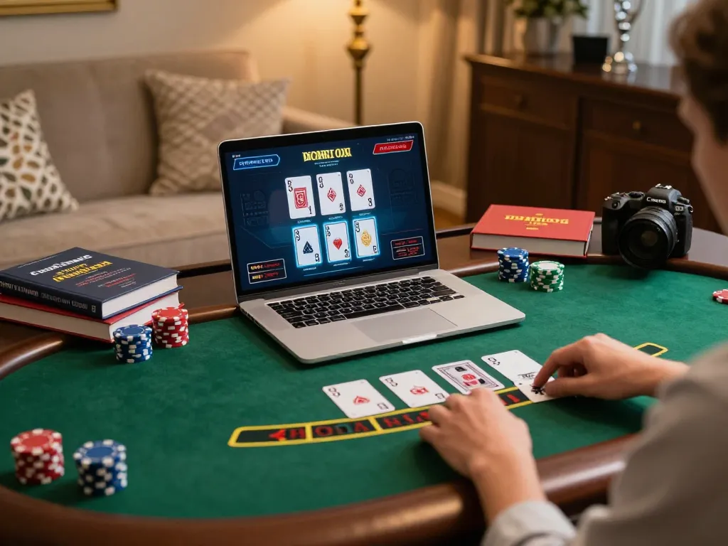 Player experiencing a thrilling 7m1 online blackjack game, highlighting live dealer interaction and digital gameplay excitement.