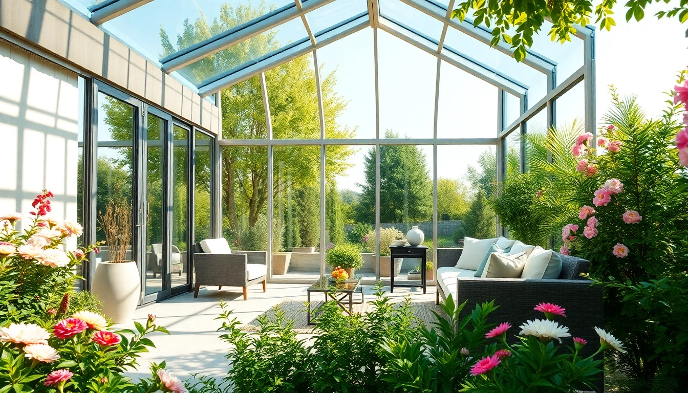 Enjoy a beautiful patio sunroom nestled in a lush garden with bright natural lighting.