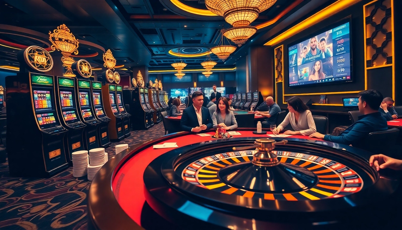Engage with 789f nhà cái at a thrilling gambling scene showcasing cards, chips, and a roulette wheel.