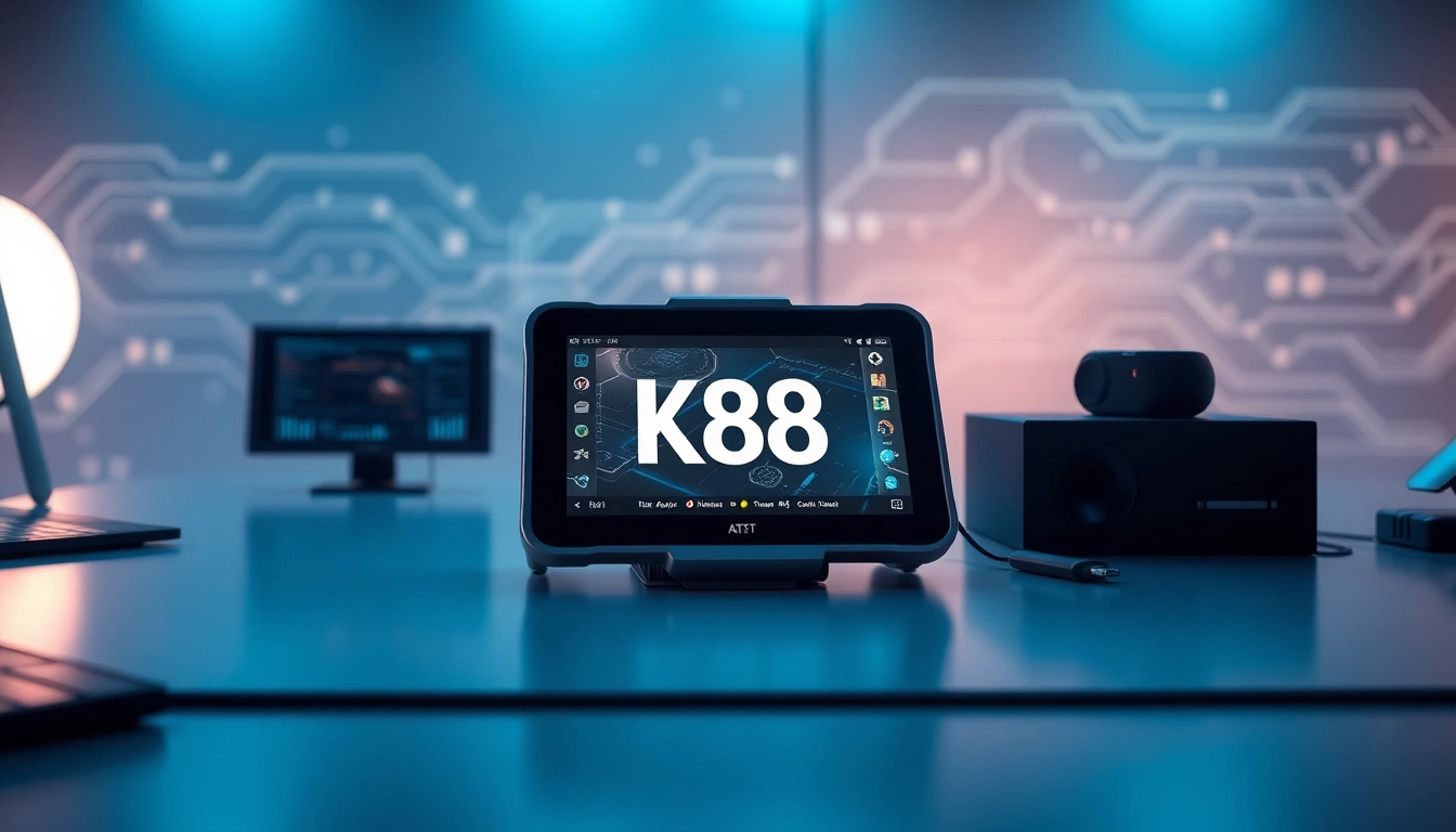 K88 tablet showcased in a modern tech workspace highlighting innovation and productivity.