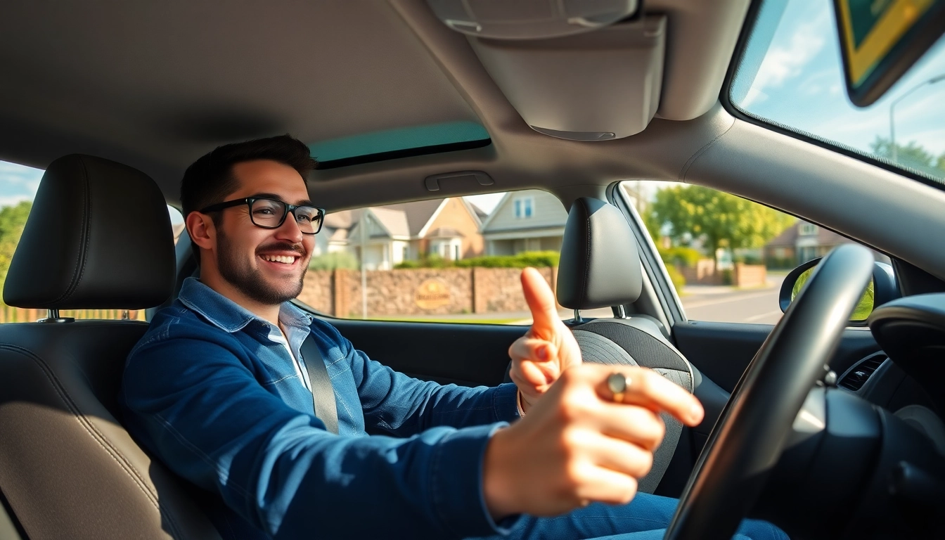Engaging lesson in an intensive driving course Guildford with instructor and student focused on learning.