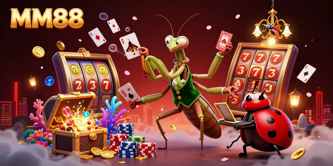 Experience exciting slot games with MM88 featuring vibrant characters and rich decorations.