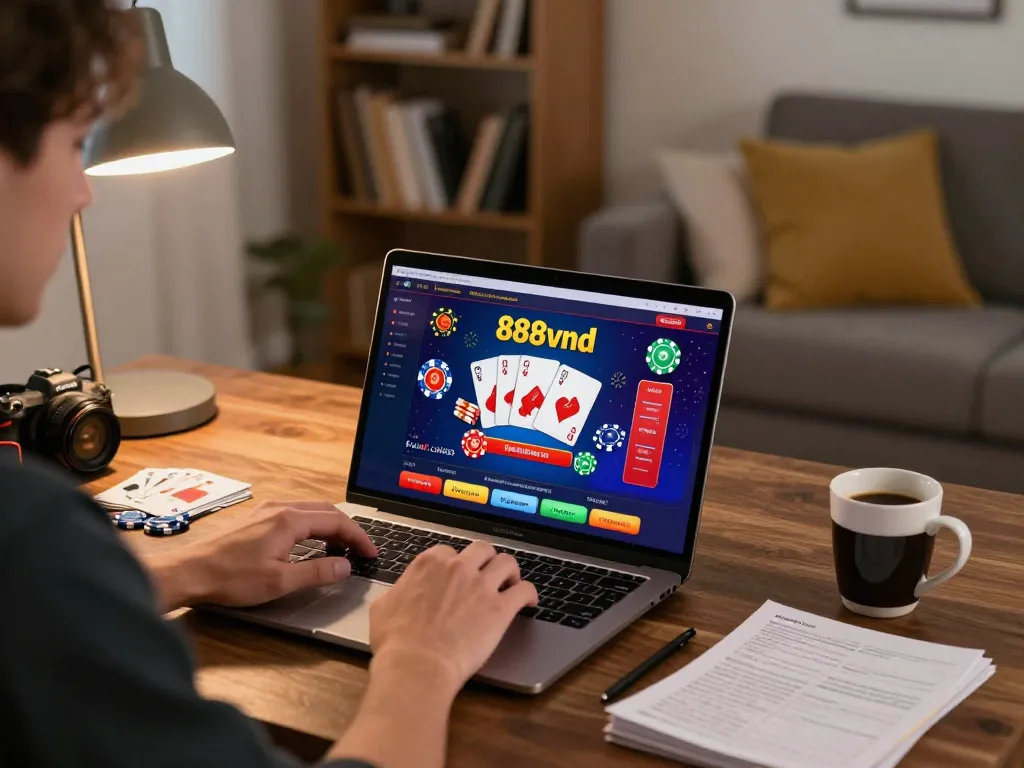 Engaging online gaming experience at 888vnd with a cozy home setup